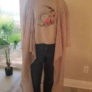 Lularoe beige women overlay duster top light like lace L